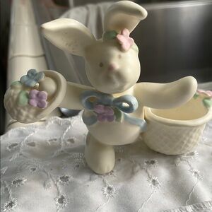 Vintage Lenox Porcelain Easter Bunny Vitive Candle Holder NWOT